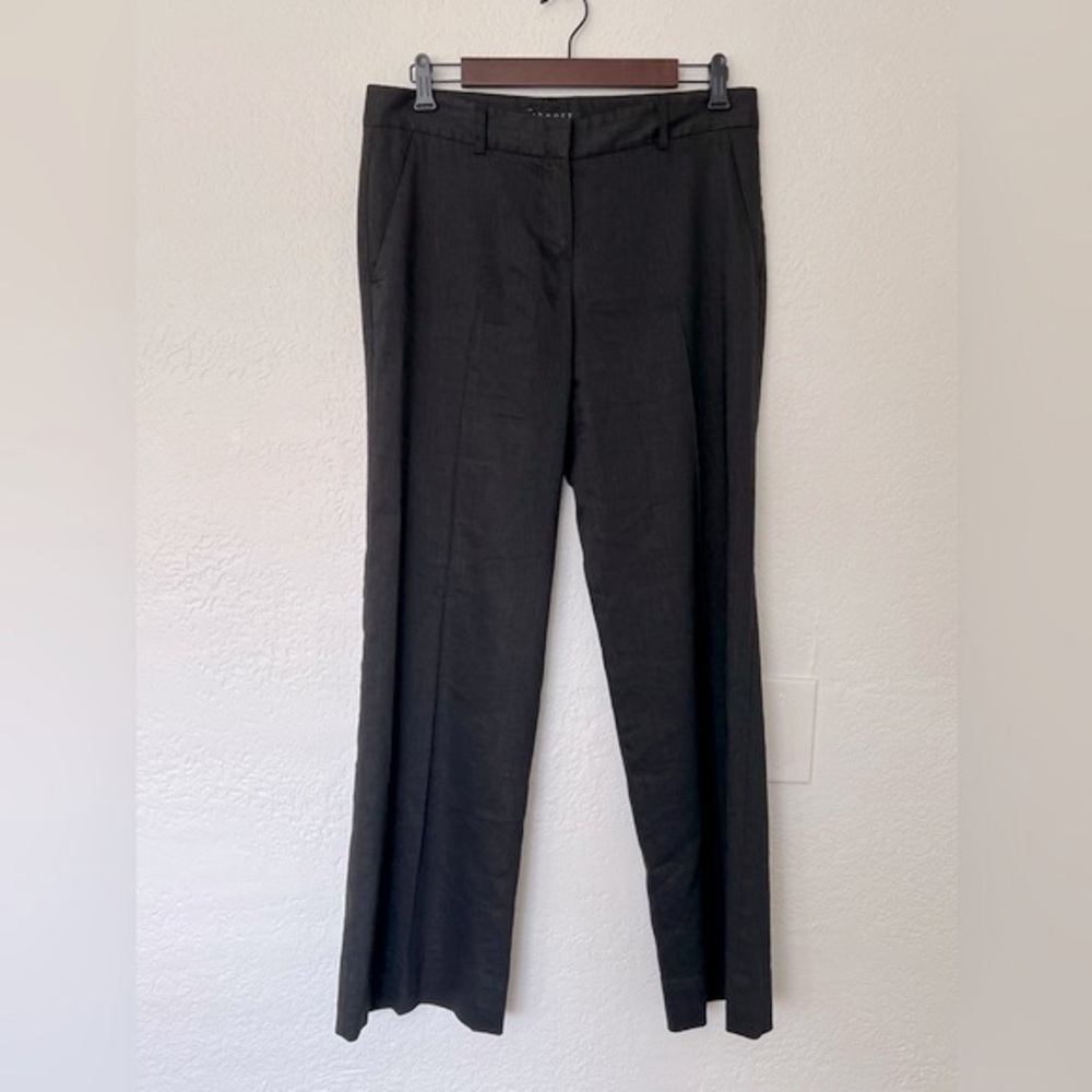 VTG Theory Pinstriped Black Pants Linen Wool, Size 10